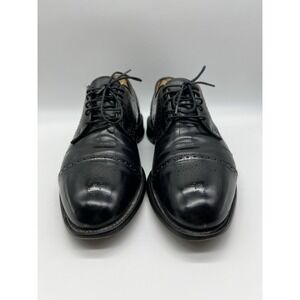 Allen Edmonds Colton Black‎ Leather Medallion Cap Toe Oxfords USA Men's Size 9.5